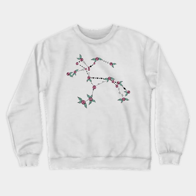 Centaurus Constellation Roses and Hearts Doodle Crewneck Sweatshirt by EndlessDoodles